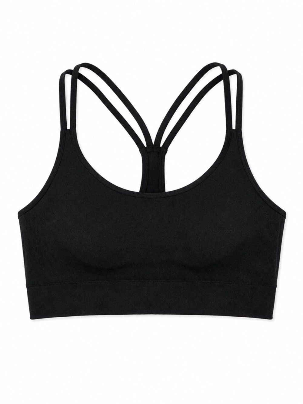 New - Zella Black Double-Strap Seamless Sports Bra | Size XS